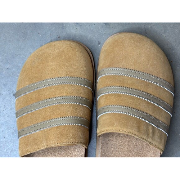 Adidas Adimule Lea Tan Slides Slip On Premium Suede Sandals Men\'s 11 GY2555 Open main image 4